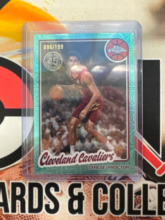 2025 Topps Flagship NBA Tyrese Proctor Rookie 45th Anniversary Chrome Teal Mojo /199