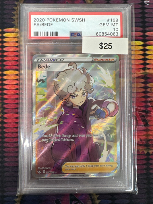 Pokémon Bede Full Art Sword and Shield 199/202 PSA 10