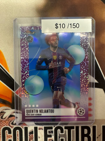 2025-26 Topps Finest Champions League Quentin Ndjantou Rookie Blue Refractor /150
