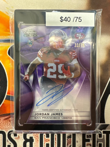 2025 Topps Chrome Black NFL Jordan James Rookie Autograph Purple Speckle /75