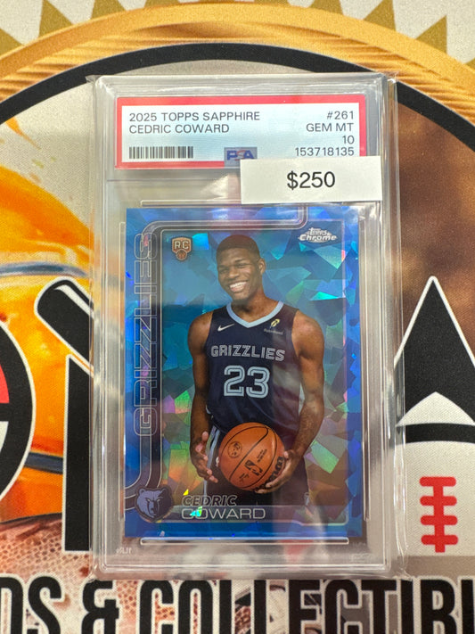 2025-26 Topps Chrome Sapphire NBA Cedric Coward Rookie PSA 10