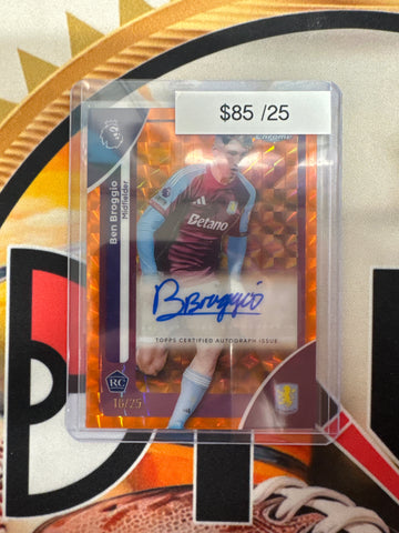 2026 Topps Chrome English Premier League Ben Broggio Rookie Orange Geometric Autograph /25