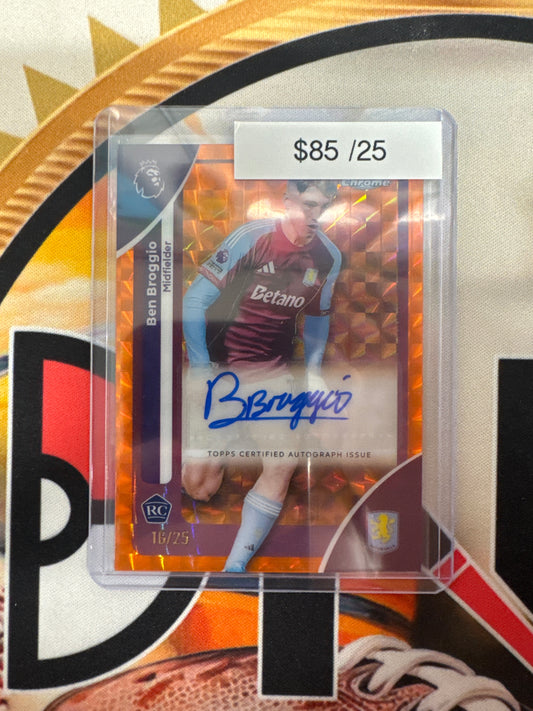 2026 Topps Chrome English Premier League Ben Broggio Rookie Orange Geometric Autograph /25