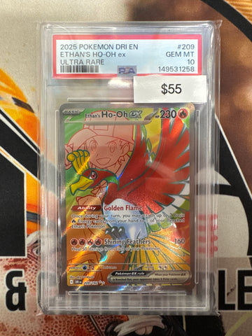 2025 Pokemon Destined Rivals Ethan’s Ho-Oh Ex 209/182 Ultra Rare PSA 10