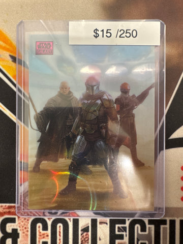 2026 Topps Chrome Star Wars Galaxy Three Bounty Hunters Pink Raywave Refractor /250