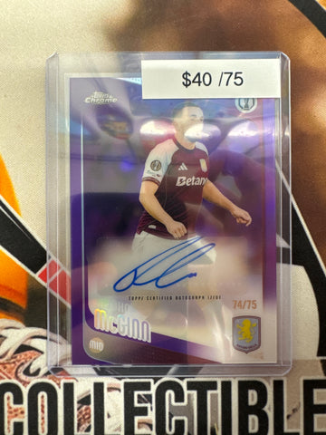 2026 Topps Chrome Champions League John McGinn Purple Refractor Autograph /75