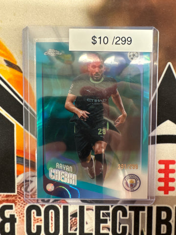 2026 Topps Chrome Champions League Rayan Cherki Teal Raywave Refractor /299