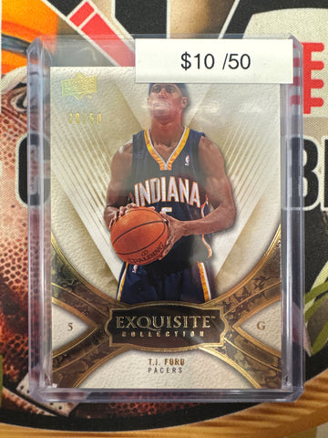 2008-09 Upper Deck Exquisite Collection Basketball T.J. Ford Gold Refractor /50