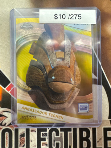 2025 Topps Chrome Disney Ambassador Tegmen Debut Yellow Refractor /275