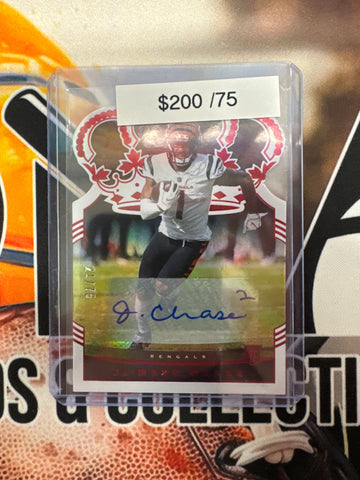2021 Panini Chronicles Crown Royale Ja’Marr Chase Rookie Autograph Red /75