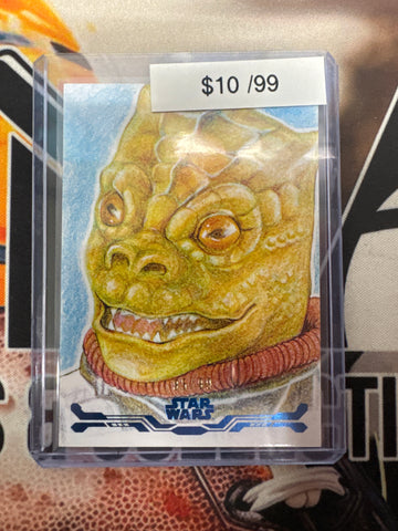 2025 Topps Star Wars Stellar Signatures Bossk By: Tomoko Tanguchi Stellar Art Card /99
