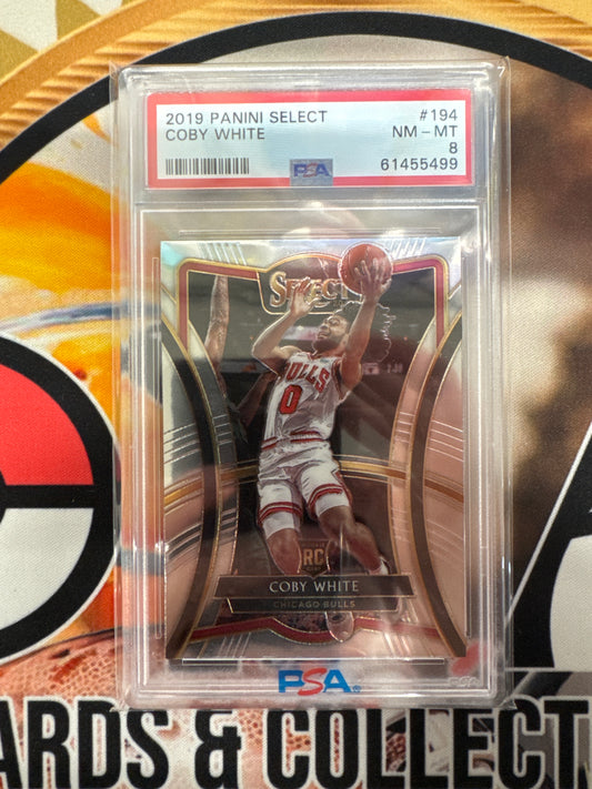 2019 Panini Select NBA Coby White Rookie PSA 8