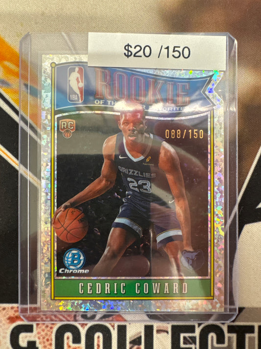 2025-26 Topps Bowman Basketball Cedric Coward Rookie Of The Year Favorites Speckle Refractor /150