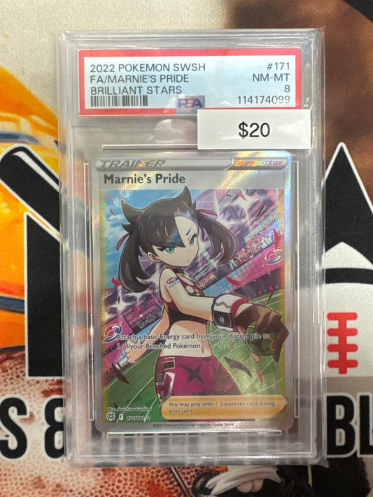 Pokémon Marnie’s Pride full Art brilliant 171/172 PSA 8