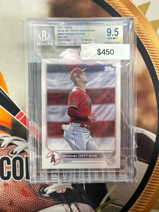 2022 Topps MLB Shohei Ohtani Base Set Photo Variations Red Jersey BGS 9.5
