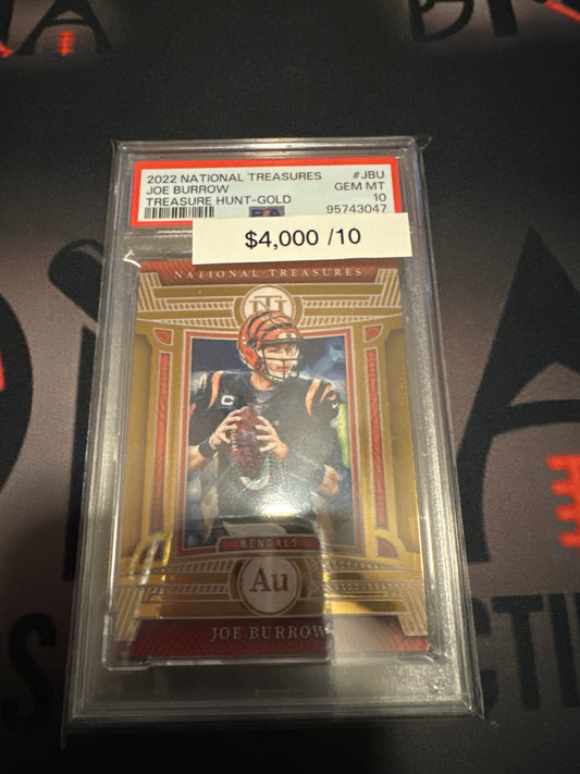 2022 NFL National Treasures Joe Burrow Treasure Hunt Gold /10 PSA 10