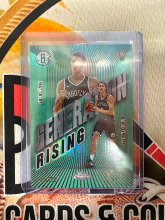 2025-26 Topps Chrome NBA Egor Demin Generation Rising Rookie Aqua Refractor /199