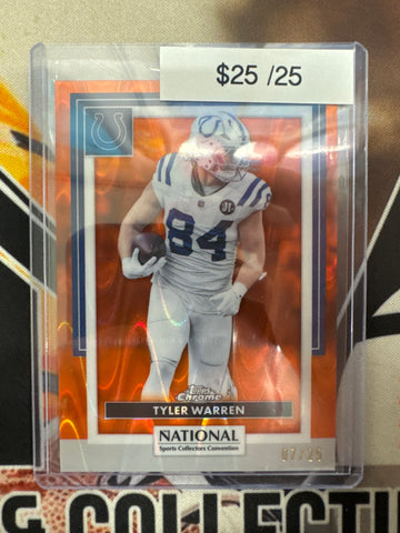 2026 Topps Chrome NFL X The National Tyler Warren Orange Wave Refractor /25