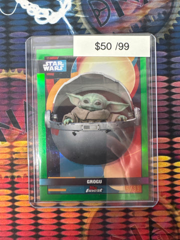 Topps Star Wars Finest Grogu The Mandalorian Green Refractor /99