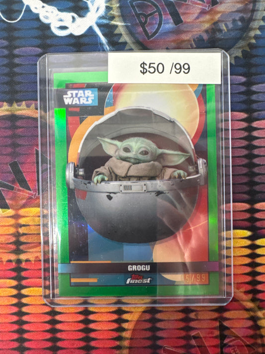 Topps Star Wars Finest Grogu The Mandalorian Green Refractor /99