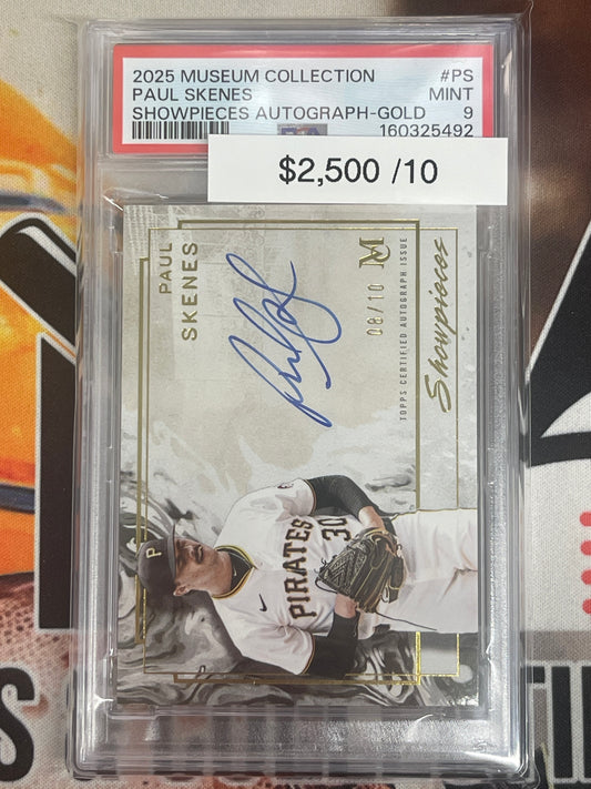 2025 Topps Museum Collection MLB Paul Skenes Showpieces Gold Auto /10 PSA 9