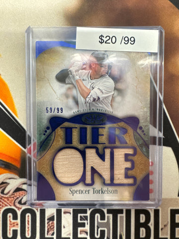 2026 Topps Tier One MLB Spencer Torkelson Tier One Relics Die-Cut Blue Refractor /99