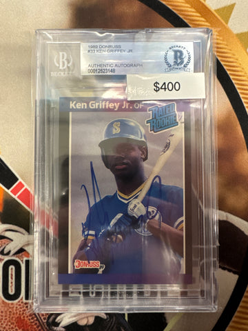 1989 Donruss Baseball Ken Griffey Jr. Rated Rookie Authentic Autograph Beckett