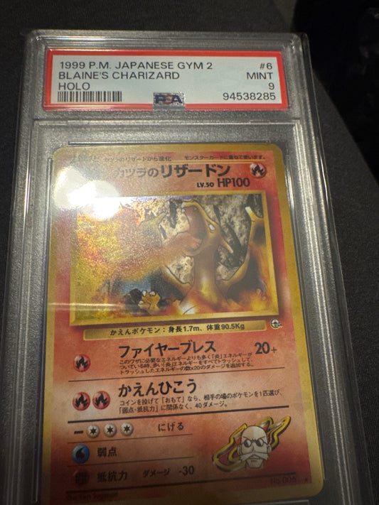 Pokemon Japanese Blaine’s Charizard holo PSA 9