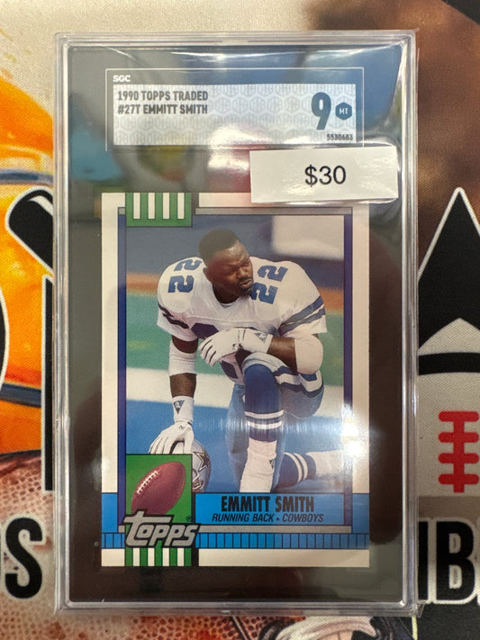 1990 Topps Traded NFL Emmitt Smith Rookie SGC 9