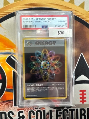 Pokémon Japanese Rainbow Energy Holo Rocket Gang PSA 8