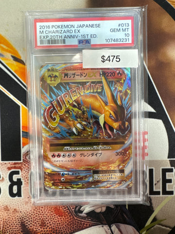 2016 Pokemon Japanese M Charizard EX 013/087 EPX. 20th Anniversary 1st Edition PSA 10