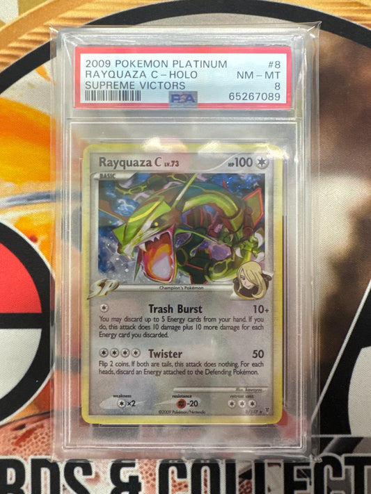 2009 Pokémon Platinum Rayquaza C Holo 8/147 Supreme Victors PSA 8