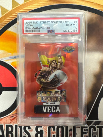 2025 SMC Street Fighter II C/E Vega PSA Magazine Red /100 PSA 10