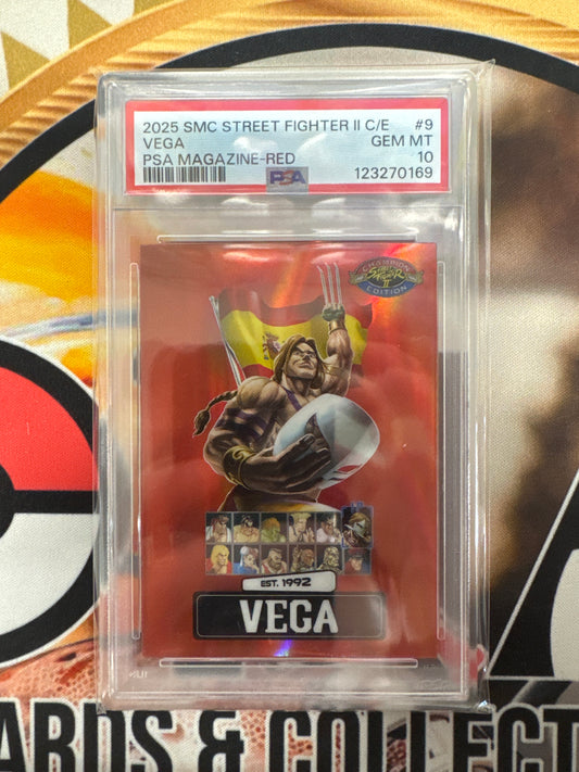 2025 SMC Street Fighter II C/E Vega PSA Magazine Red /100 PSA 10