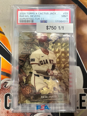 2026 Topps Chrome MLB X Cactus Jack Rafael Devers Superfractor 1/1 PSA 9