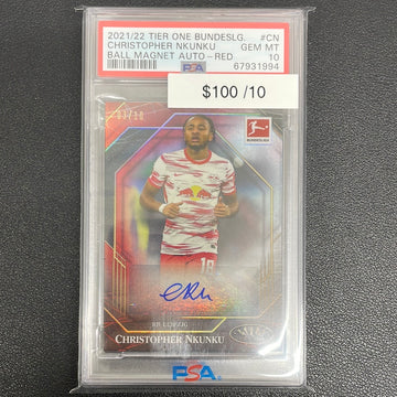 2021-22 Tier One Bundesliga Red Ball Magnet Christopher Nkunku Auto /10 PSA 10