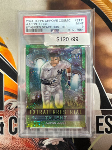 2024 Topps Chrome Cosmic MLB Aaron Judge Extraterrestrial Talent Green Space Dust Refractor /99 PSA 9