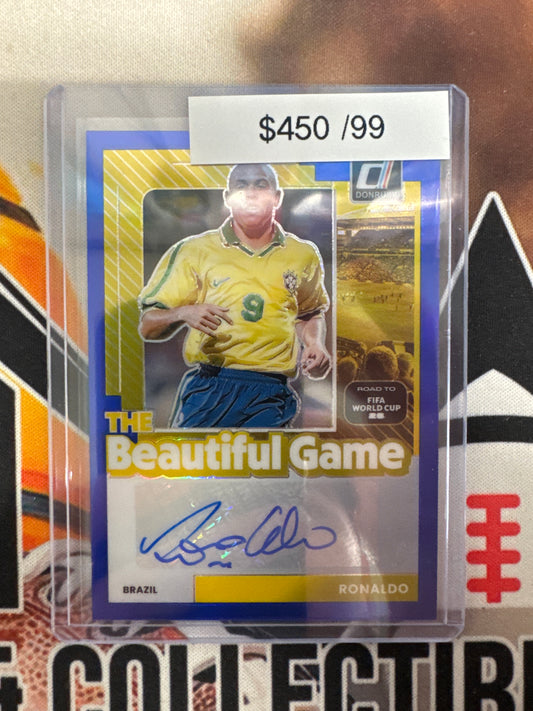 2025-26 Panini Donruss Road To FIFA World Cup 26 Ronaldo The Beautiful Game Autograph Blue Prizm /99