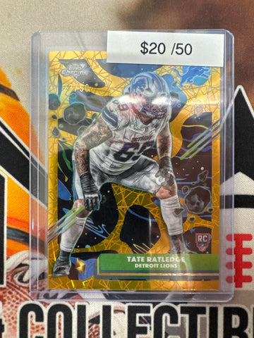 2025 Topps Chrome Cosmic NFL Tate Ratledge Rookie Gold Lazer Refractor /50