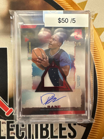 2024 Topps Three Basketball Desmond Bane Relic Autograph Prime Card Red Refractor /5