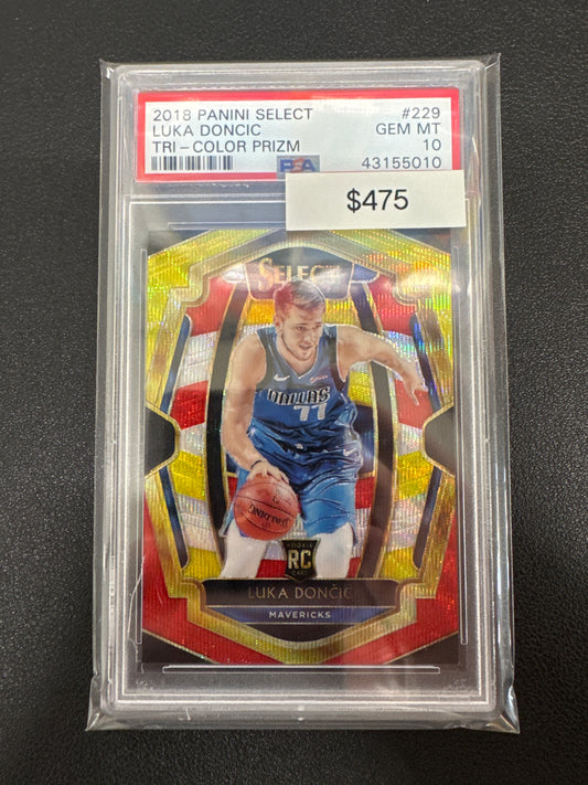 2018 Panini Select NBA Luka Doncic Tri-Color Prizm Rookie PSA 10