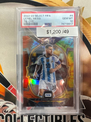 2022-23 Panini Select FIFA Lionel Messi Tie-Dye /49 PSA 10