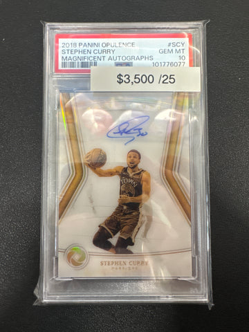 2018-19 Panini Opulence Basketball Stephen Curry Magnificent Autographs Gold /25 PSA 10