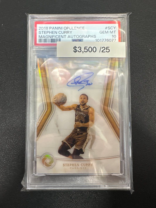 2018-19 Panini Opulence Basketball Stephen Curry Magnificent Autographs Gold /25 PSA 10