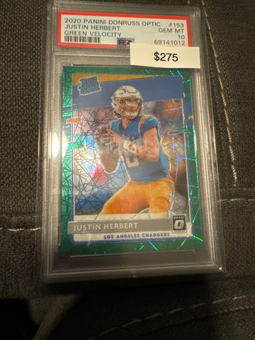 2020 Optic Justin Herbert green velocity PSA 10