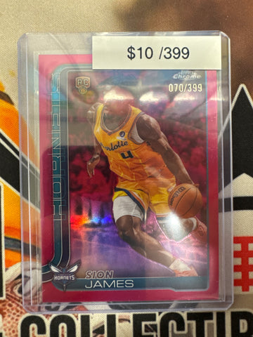 2026 Topps Chrome NBA Update Sion James Rookie Magenta Refractor /399