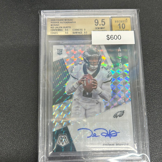 2020 Mosaic Jalen Hurts Rookie autographs BGS 9.5