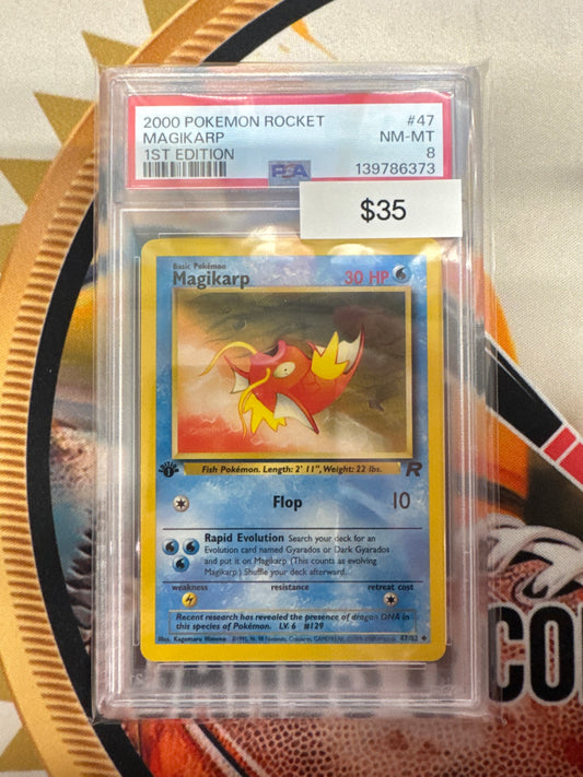 2000 Pokemon Rocket Magikarp 47/82 1st Edition Non-Holo PSA 8