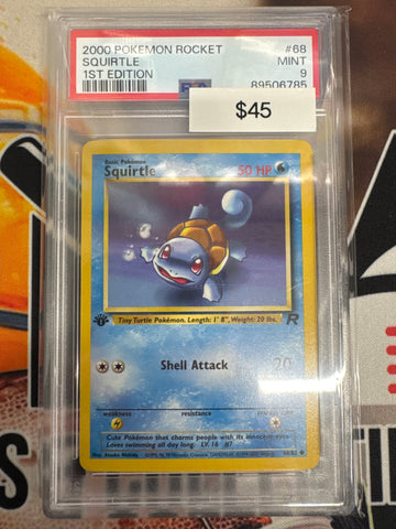 Pokémon 1st Edition Squirtle Team Rocket 68/82 PSA 9