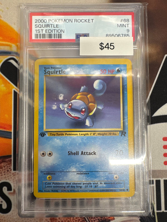 Pokémon 1st Edition Squirtle Team Rocket 68/82 PSA 9
